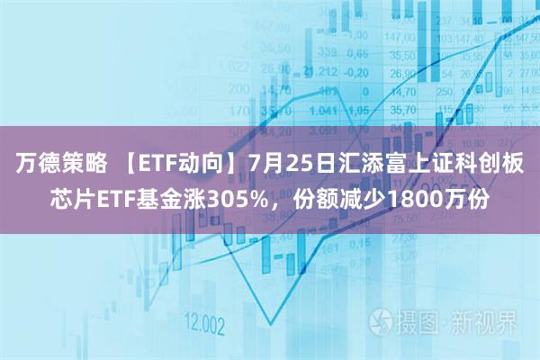 万德策略 【ETF动向】7月25日汇添富上证科创板芯片ETF基金涨305%，份额减少1800万份
